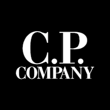 C.P. Company logo in bold white serif font on a solid black background.