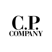 Minimal black rectangular logo representing C.P. Company on a light background.