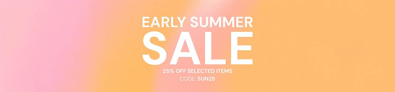 early summer sale header on a pink & orange background