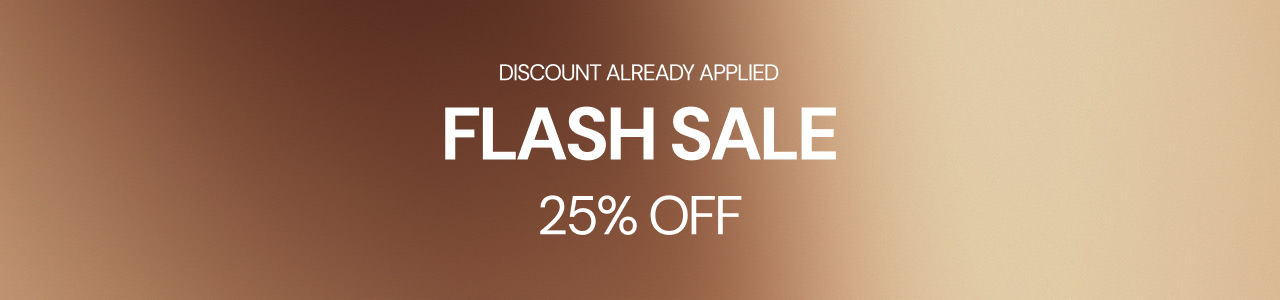 Flash Sale banner featuring 25% off with the discount already applied.