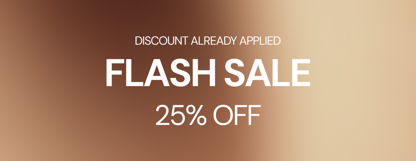 Flash Sale banner featuring 25% off with the discount already applied.