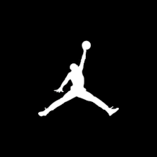 Air Jordan Jumpman logo showing a silhouette of a basketball player in mid-air holding a ball, in white on a black background.