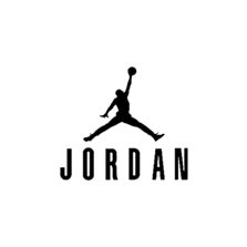 Jordan logo in black, featuring the iconic Jumpman silhouette above the ‘Jordan’ wordmark on a white background.