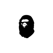A Bathing Ape logo shown in black, featuring the iconic ape head silhouette centered on a white background.