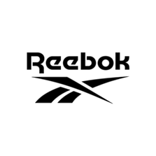 Simplified black silhouette representing the Reebok logo, shown as a solid rectangular block on a light gray background.