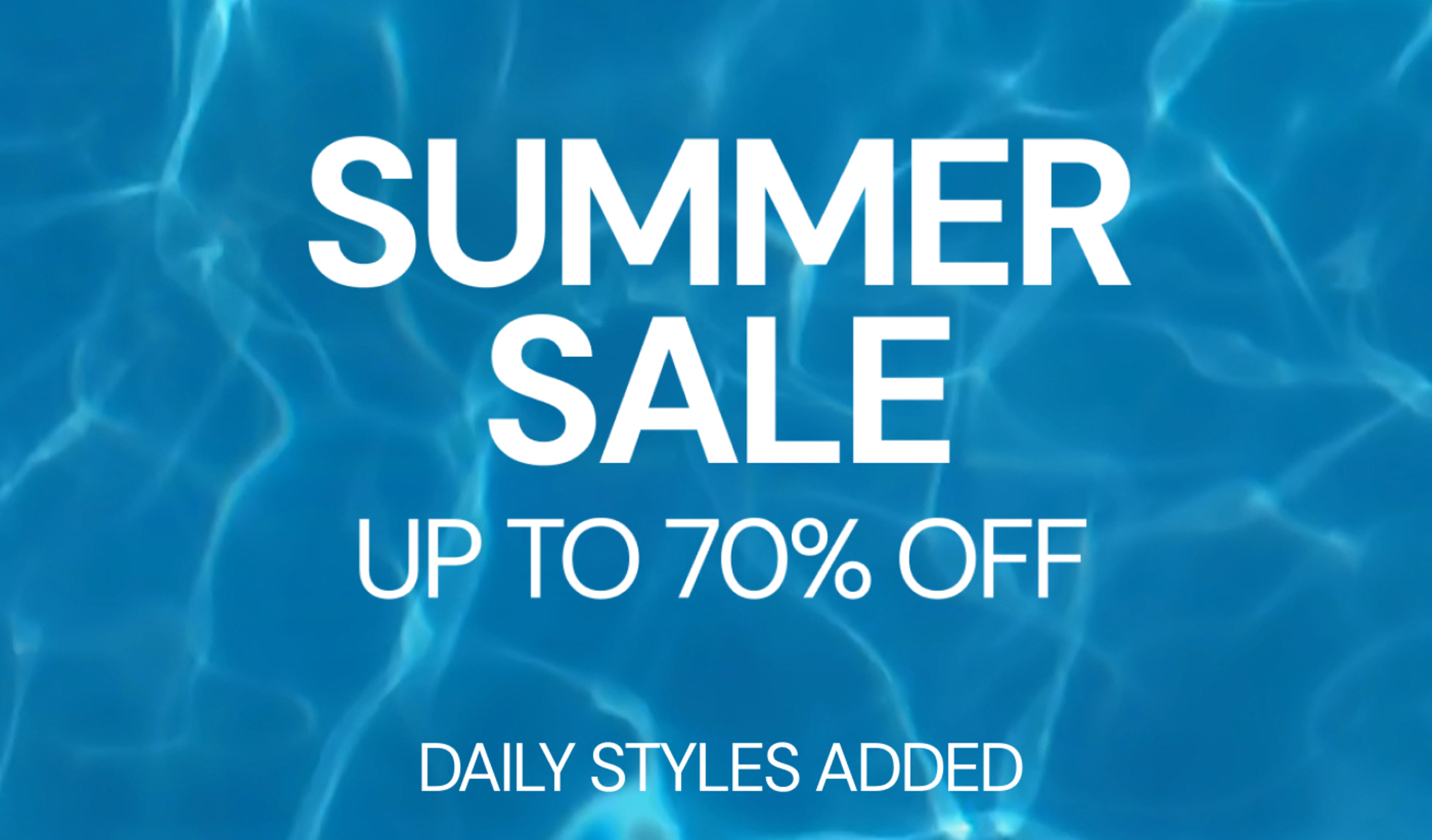 Summer Sale banner featuring discounts of up to 70% off and new styles added daily.