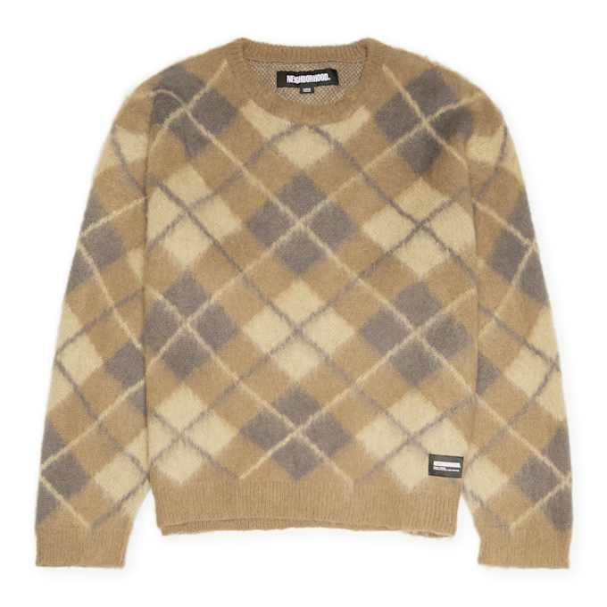 Neighborhood Argyle Pattern Mohair Sweater brown 80970 1