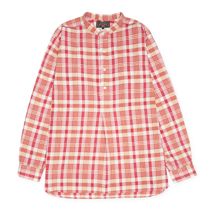 Beams Plus Band Pullover Madras red 82940 1
