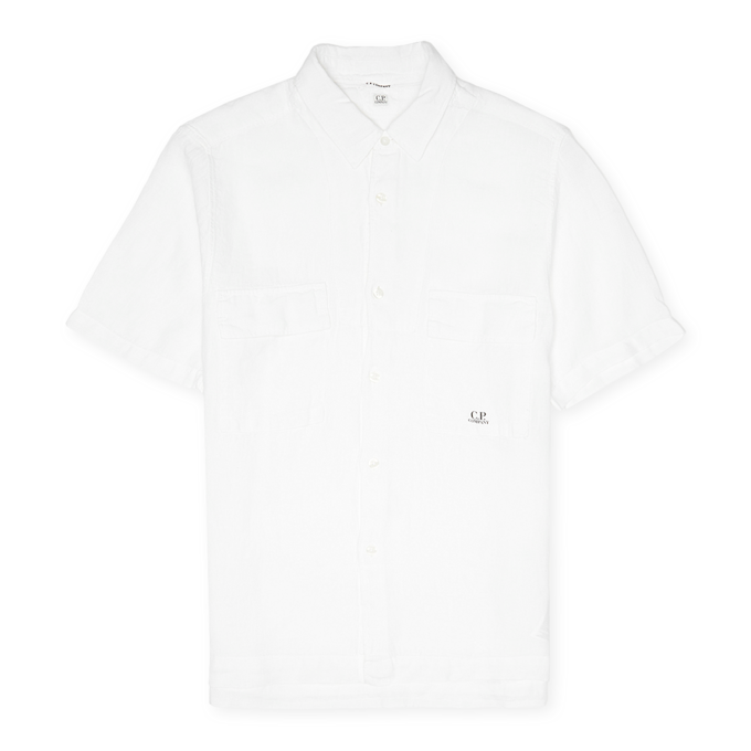 C. P. Company Linen Short Sleeved Shirt white 84005 1