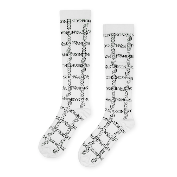 J. W. Anderson Logo Grid Long Socks white 84335 1