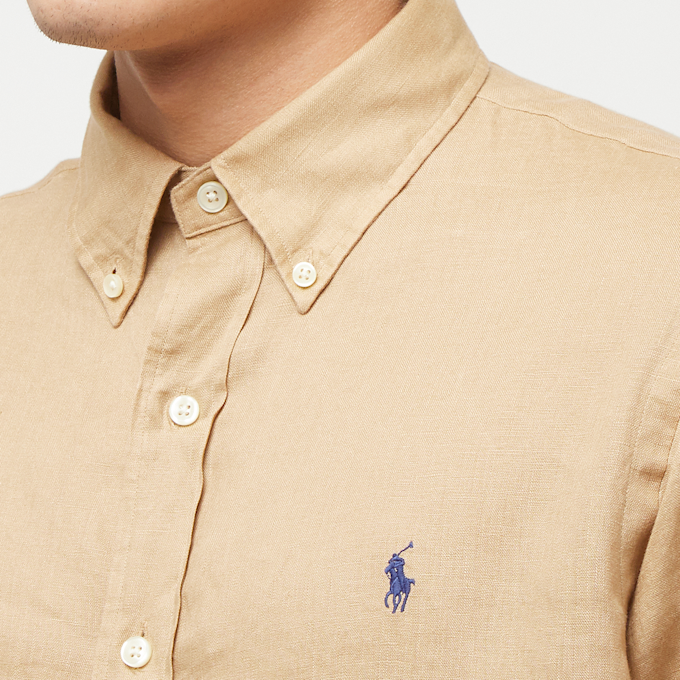 Polo Ralph Lauren Long Sleeve Sport Shirt (Linen) braun 89537 5