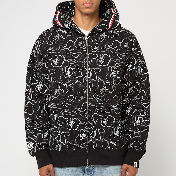A Bathing Ape Neon Camo Shark Full Zip Hoodie black camouflage 86282 2