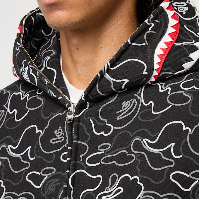 A Bathing Ape Neon Camo Shark Full Zip Hoodie black camouflage 86282 5
