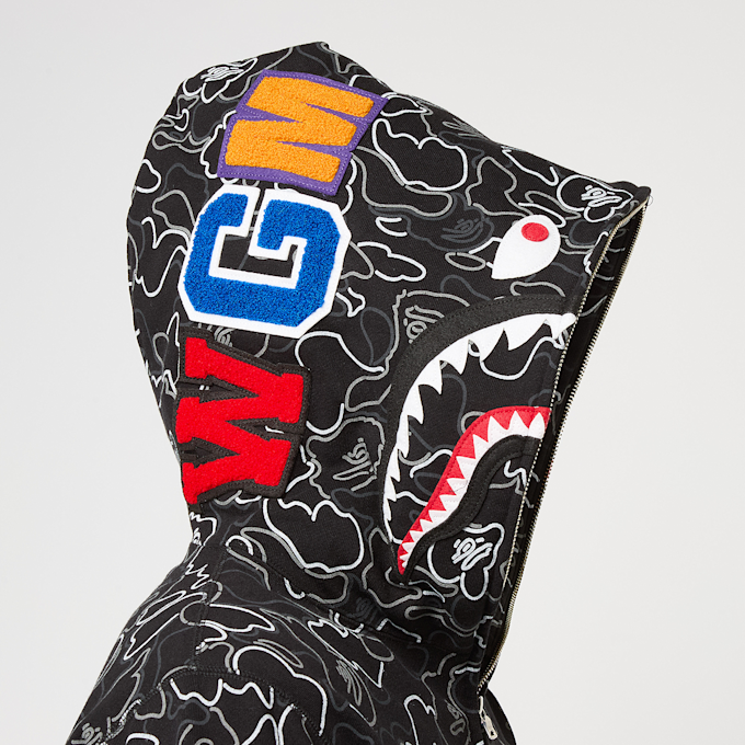 A Bathing Ape Neon Camo Shark Full Zip Hoodie black camouflage 86282 9