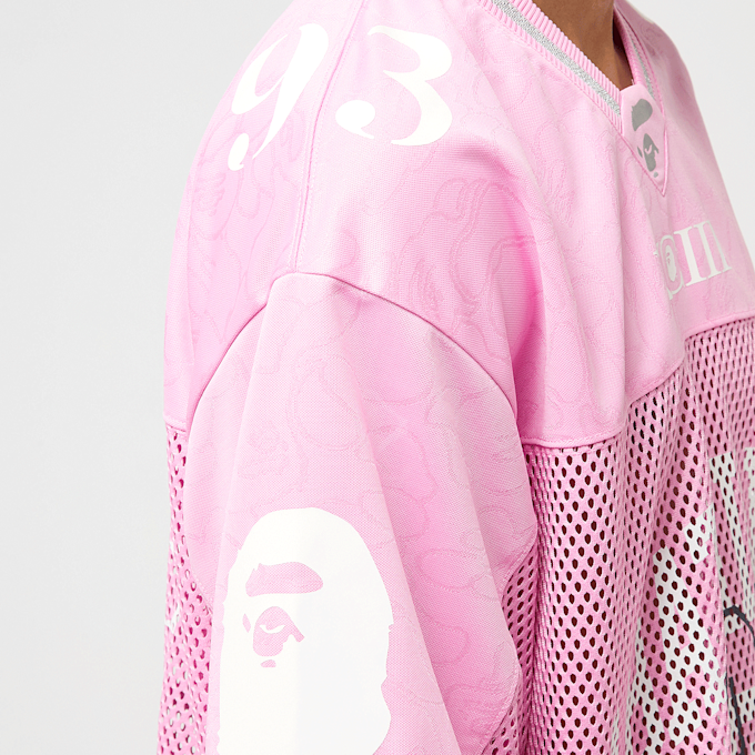 A Bathing Ape Line Camo Multi Logo Relaxed Fit Football Jersey rosa 86308 6