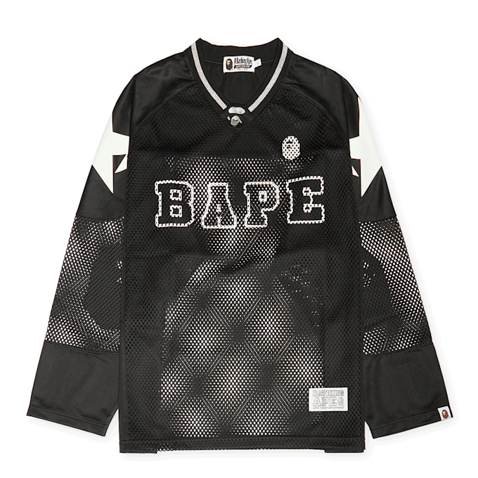 A Bathing Ape Line Camo Multi Logo Relaxed Fit Football Jersey schwarz 87758 1