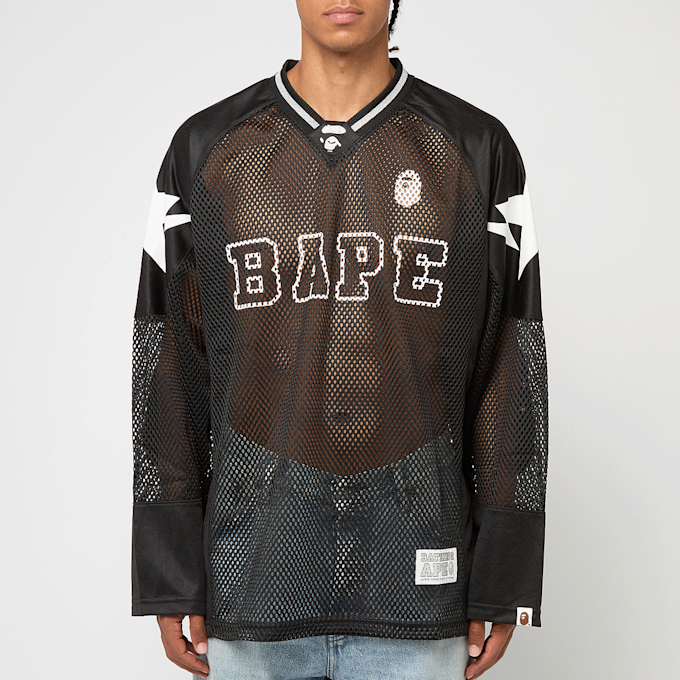 A Bathing Ape Line Camo Multi Logo Relaxed Fit Football Jersey schwarz 87758 2