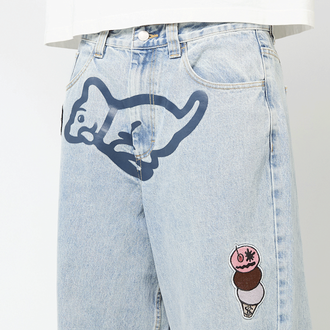 ICECREAM Running Puppy Patch Triple Scoop Denim Pant heavy wash blue blauw 90167 5