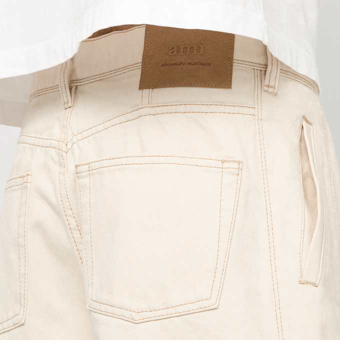 AMI PARIS Wide Fit Pants ecru beige 90227 6