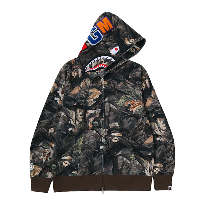 A Bathing Ape Tree Edge Camo Shark Relaxed Fit Full Zip Hoodie M camouflage 86004 1
