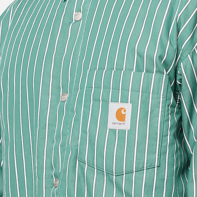 Carhartt WIP Grimsby Shirt Jac grimsby stripe, saguaro grün 90884 5