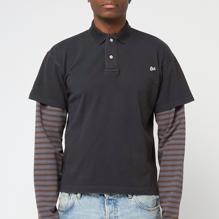 Buy ERL Double Sleeve Polo T-Shirt Knit in grey | ERL10T035