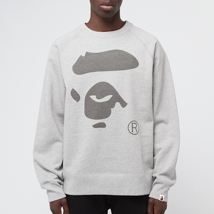 Buy A Bathing Ape Ape Face Crewneck Sweatshirt in grey
