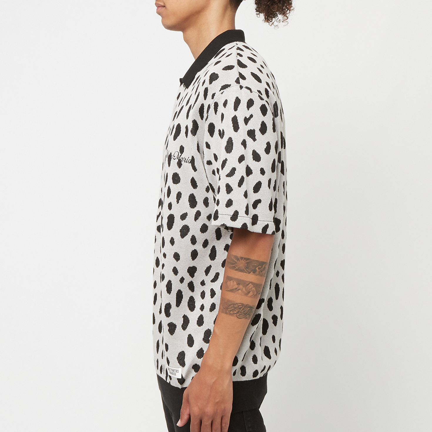 Buy Wacko Maria Leopard Knit Polo-Shirt in grey | 24SS-WMK