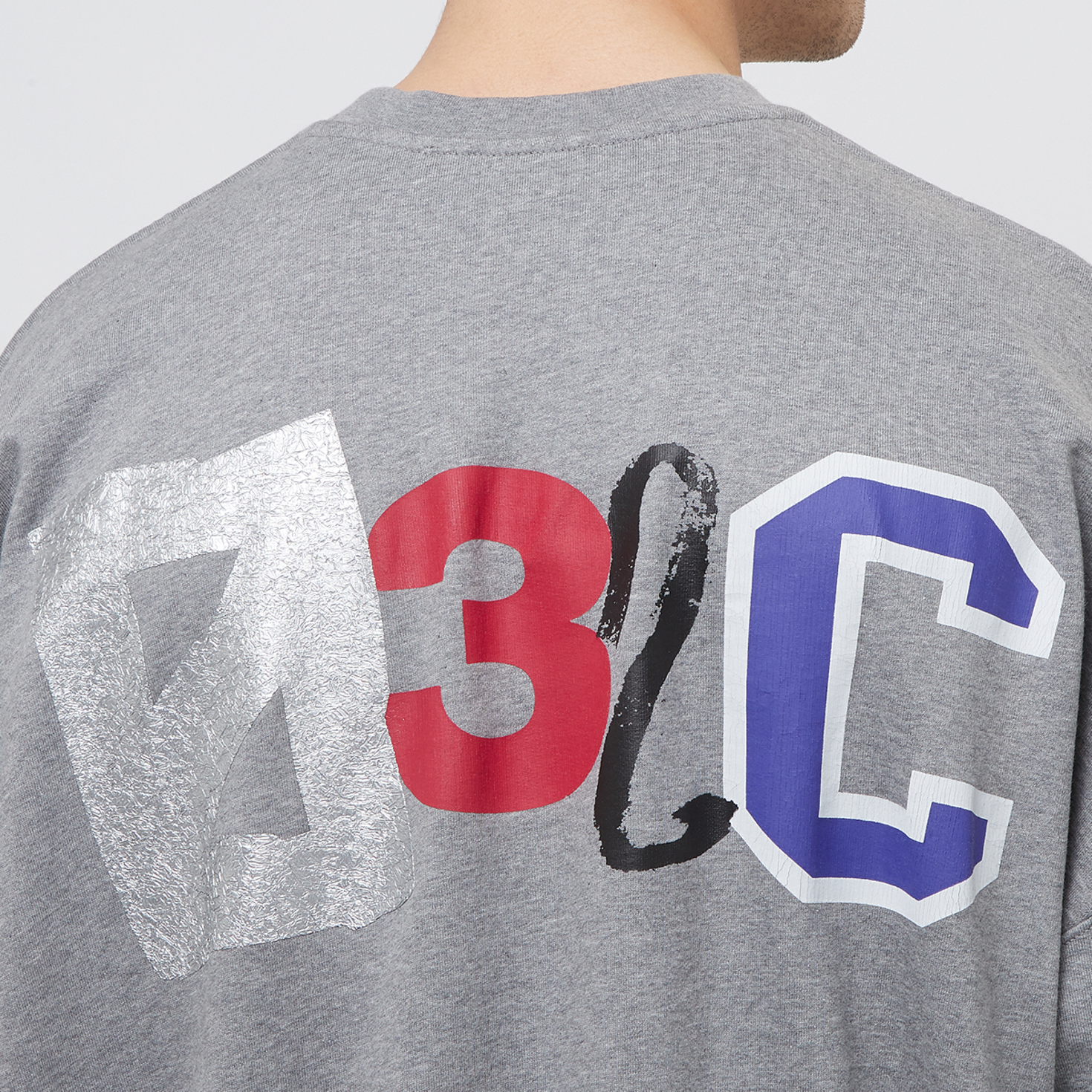 【032C】\"MULTI-MEDIA\" BUBBLE CREWNECK GREY MELANGE 032C cotton sweatshirt 'Mutli-Media' Bubble Crewneck men's
