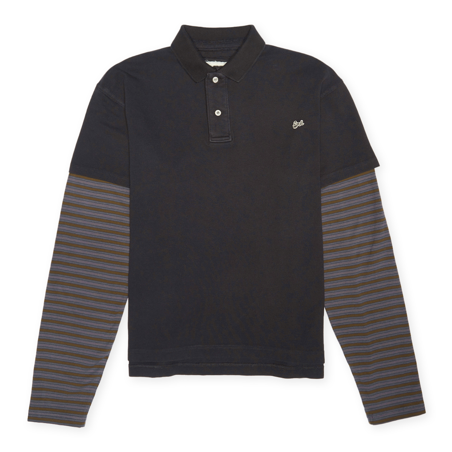 Buy ERL Double Sleeve Polo T-Shirt Knit in grey | ERL10T035