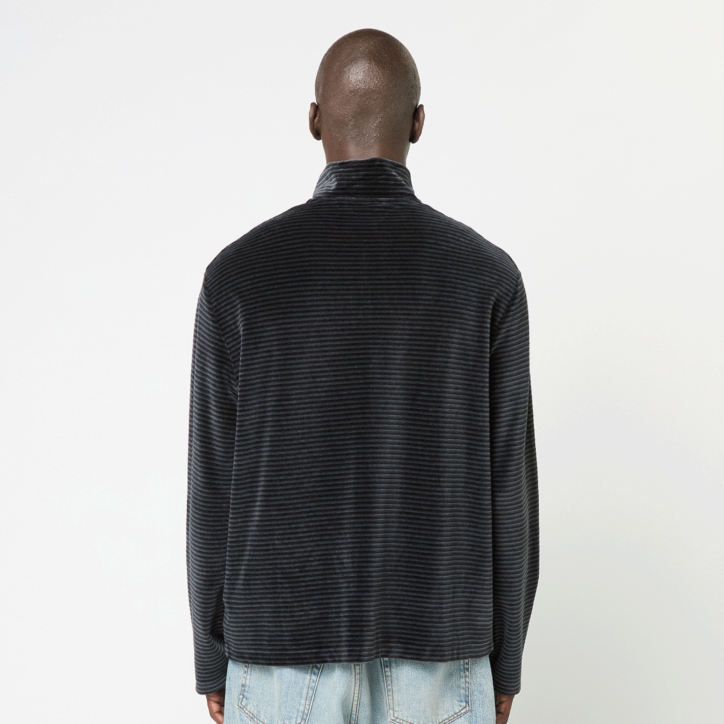 Buy Our Legacy Shrunken Fullzip Polo Velour in grey