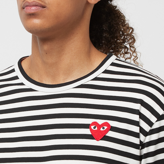 Comme des Garcons Play Play Red Heart Striped Long Sleeve T-Shirt schwarz 52420 5