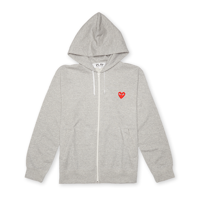 Comme des Garcons Play Play Red Heart Hooded Zip Sweatshirt grey 55047 1