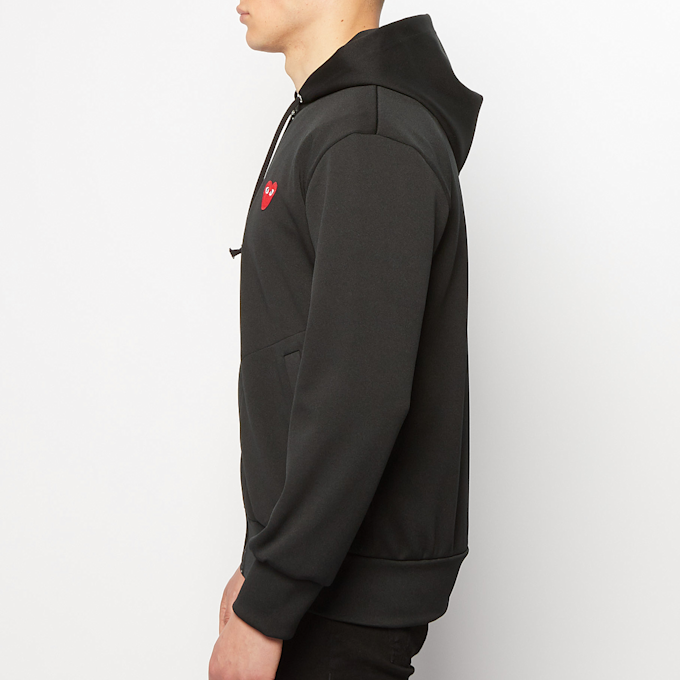 Comme des Garcons Play Play Red Heart Hooded Zip Sweatshirt noir 58445 3