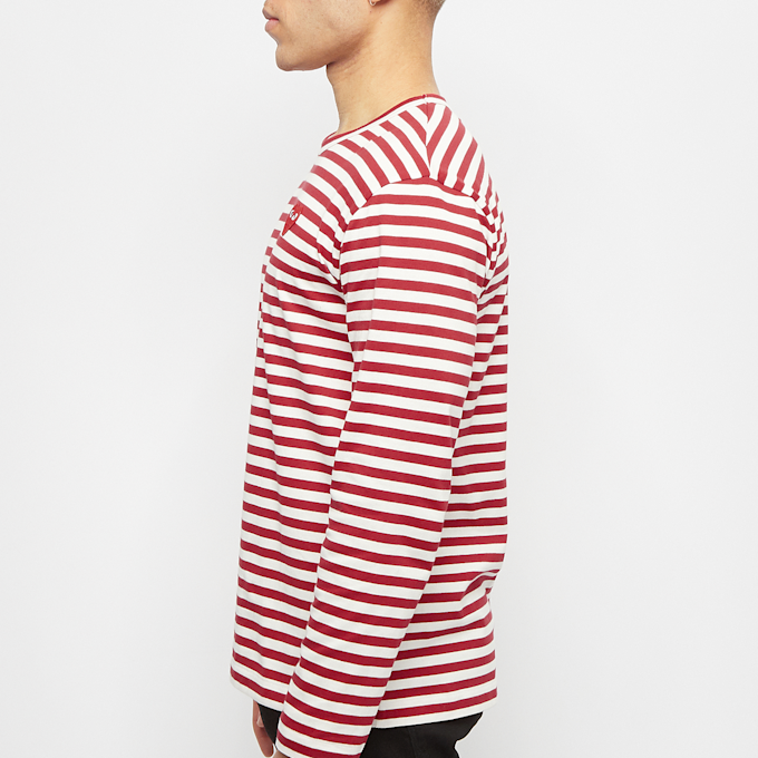Comme des Garcons Play Play Red Heart Striped Long Sleeve T-Shirt red 58451 3