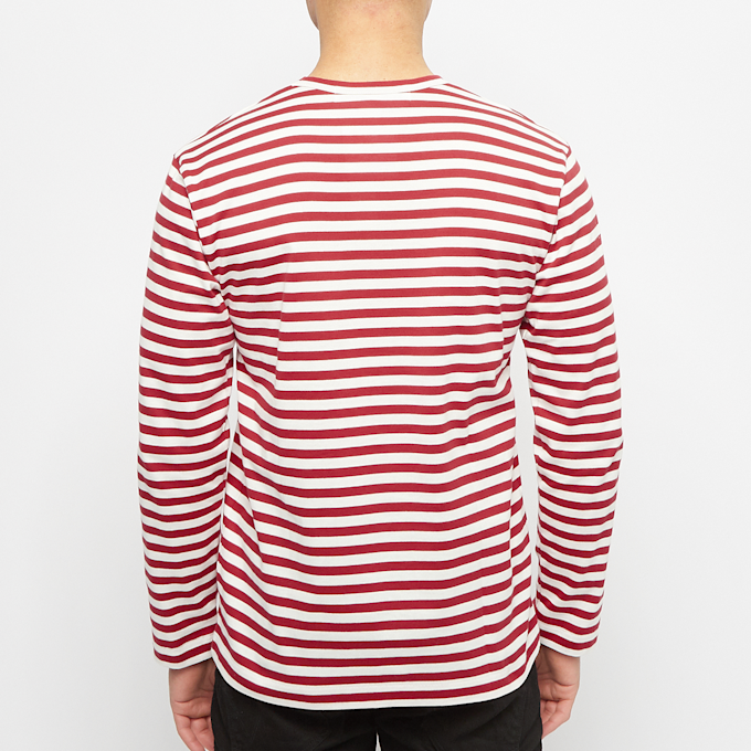 Comme des Garcons Play Play Red Heart Striped Long Sleeve T-Shirt rood 58451 4