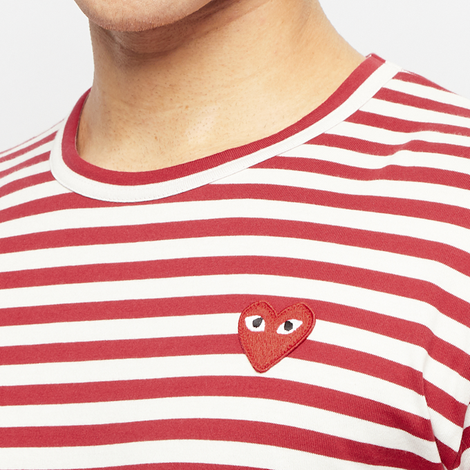 Comme des Garcons Play Play Red Heart Striped Long Sleeve T-Shirt rood 58451 5