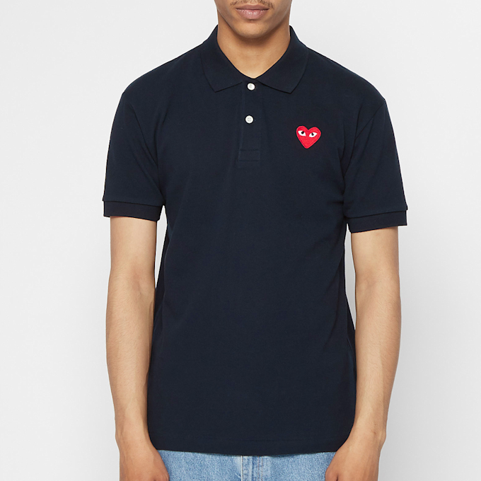 Comme des Garcons Play Play Polo Shirt Red Heart blue 73057 2