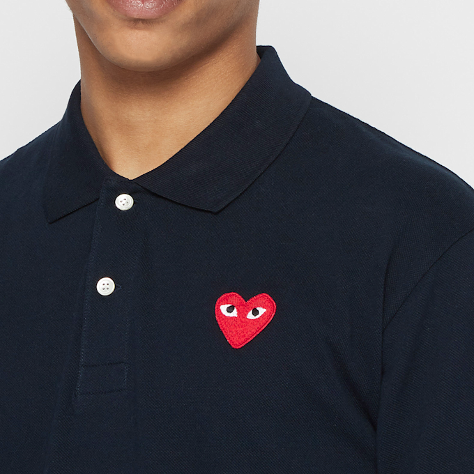 Comme des Garcons Play Play Polo Shirt Red Heart blue 73057 5