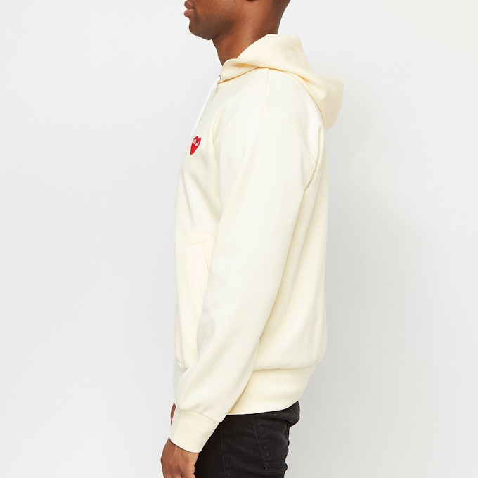 Comme des Garcons Play Play Red Heart Zip Hooded Sweatshirt beige 75574 3