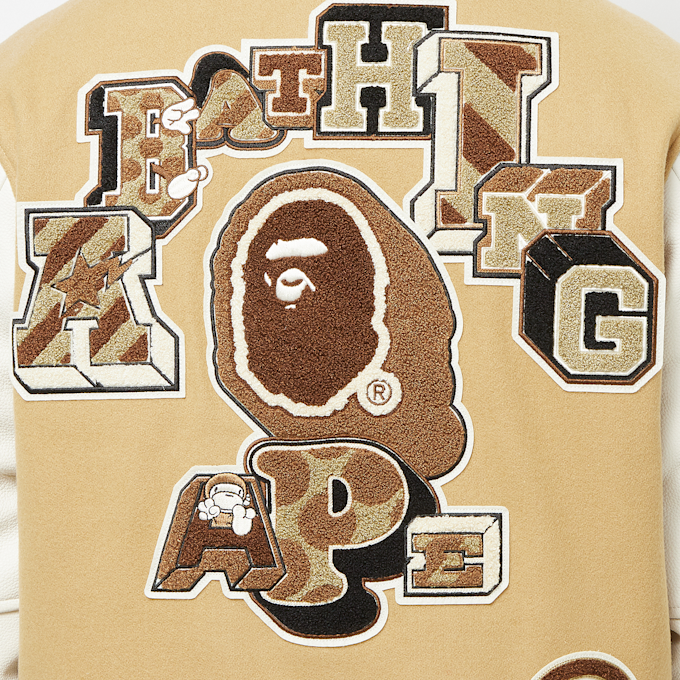 A Bathing Ape Multi Motif Varsity Jacket beige 80203 7