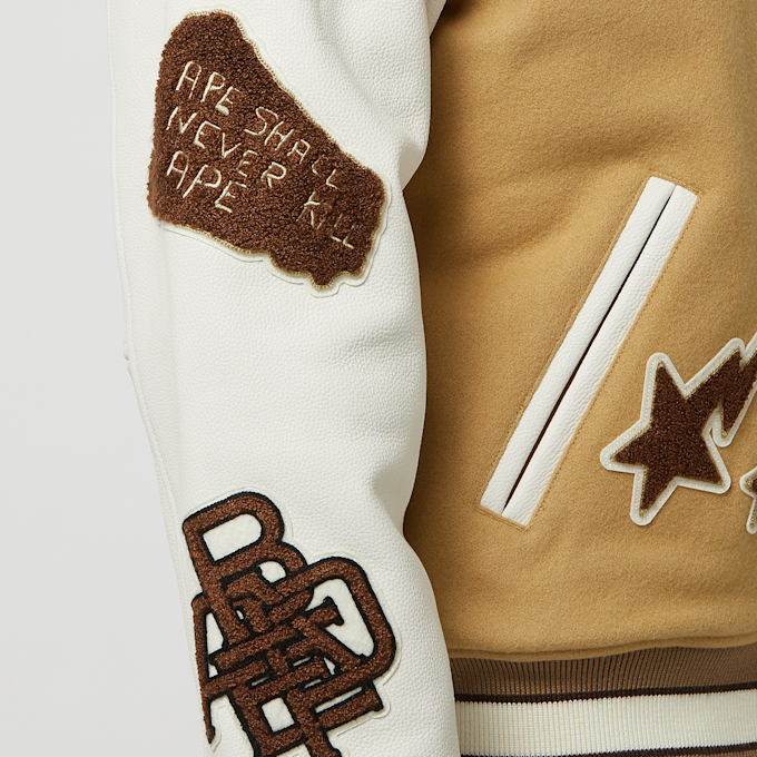 A Bathing Ape Multi Motif Varsity Jacket beige 80203 8