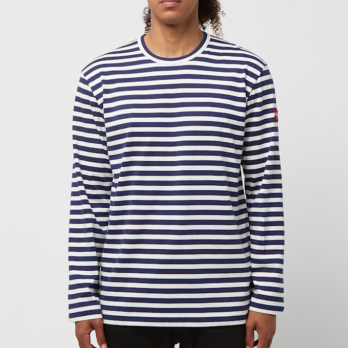Comme des Garcons Play x The Artist Invader Striped Longsleeve T-Shirt bleu 81356 2