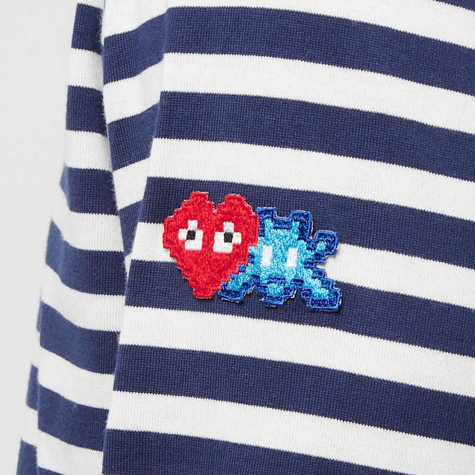 Comme des Garcons Play x The Artist Invader Striped Longsleeve T-Shirt bleu 81356 6