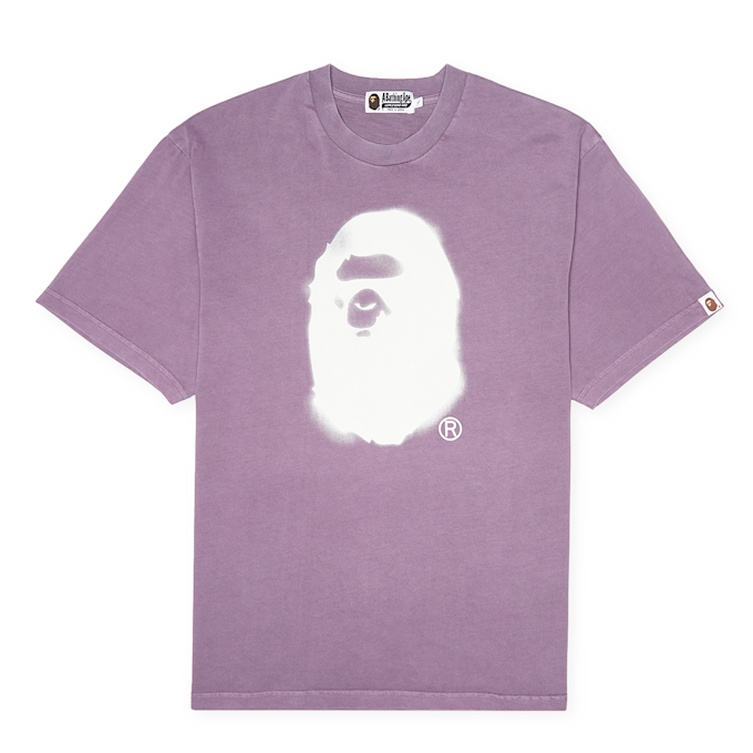 A Bathing Ape Spray Ape Head Garmint Dyed Tee M purple 83779 1