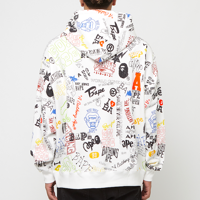 A Bathing Ape Hand Draw Pattern Shark Pullover Hoodie multi-colour 83784 4