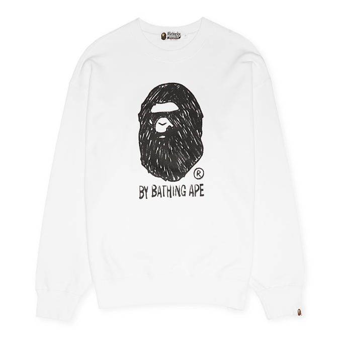 A Bathing Ape Hand Draw Ape Head Crewneck white 83793 1