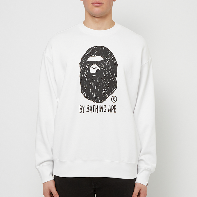 A Bathing Ape Hand Draw Ape Head Crewneck white 83793 2