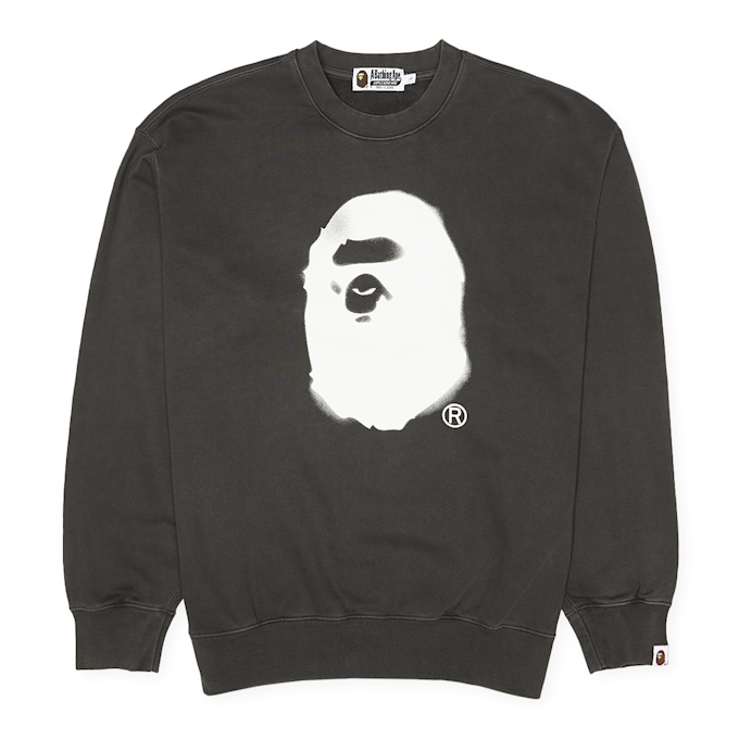 A Bathing Ape Spray Ape Head Garmint Dyed Crewneck M noir 83806 1
