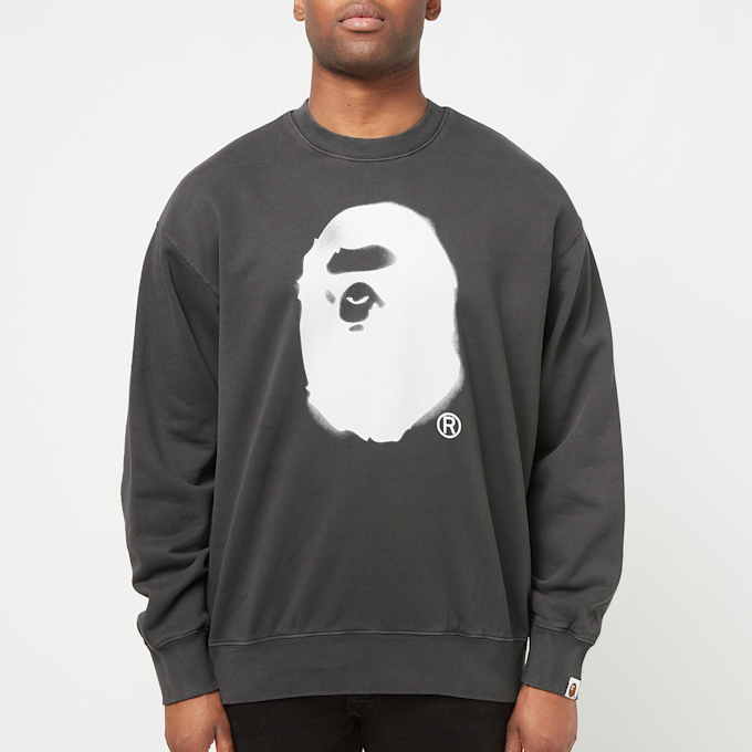 A Bathing Ape Spray Ape Head Garmint Dyed Crewneck M schwarz 83806 2